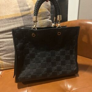 Steve Madden Black Structured Tote with Braided Handle